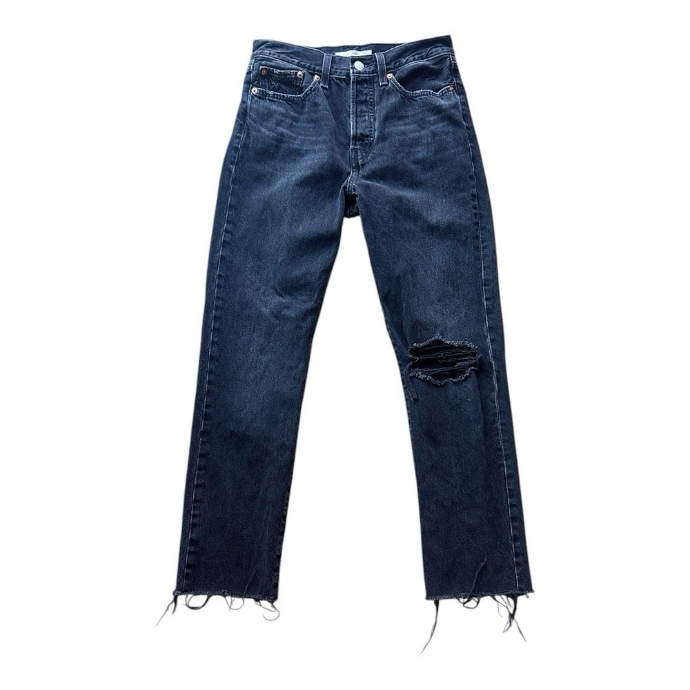 Levi's Premium Wedgie Straight Distressed Jeans Size 27/28‎ Black
